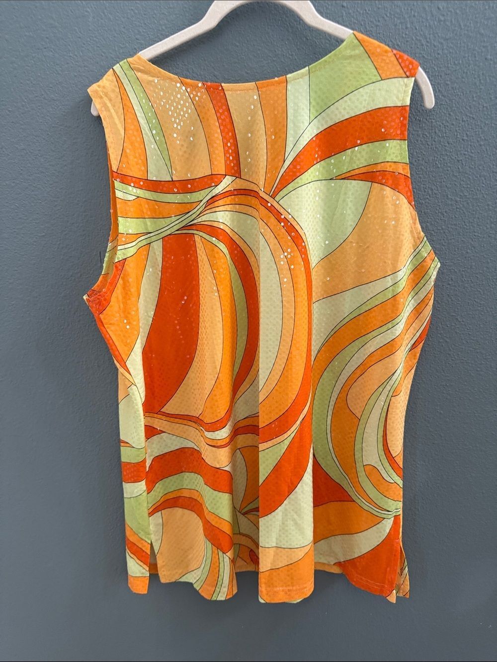 Vintage 70’s Sole Dior Studio 1X Swirl Print Button-Up Top Jacket Sparkle Sequin - Picture 3 of 15